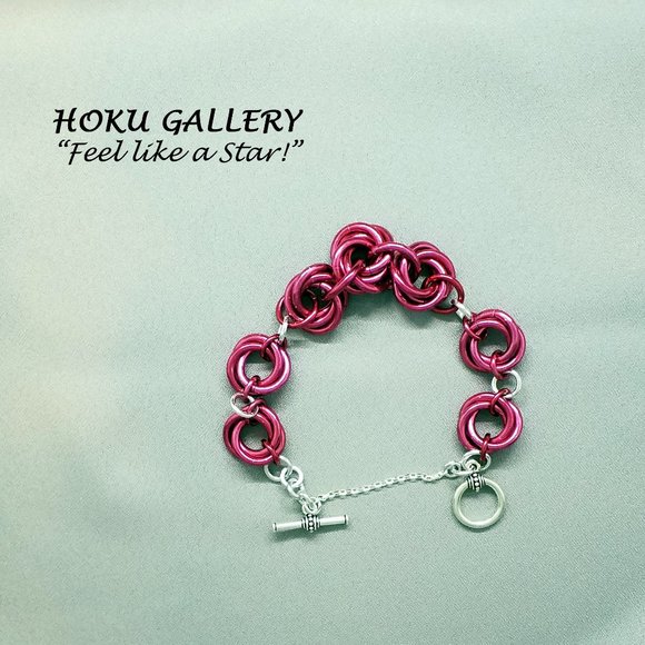 NWOT Chainmaille Bracelet!!  Mobius weave in Rose Anodized Aluminum Rings, 8" - Picture 7 of 10